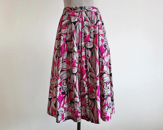 Jupe Vintage En Coton – Rose à Fleurs – Mi-longue – Taille 38/40 – Neuf Sans étiquette