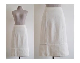 ANNE KLEIN II Cream Wool Skirt Vintage A Line Skirt Womens Aline Skirt Knee Length Skirt Designer Skirt Fall Skirt Winter Skirt Xs