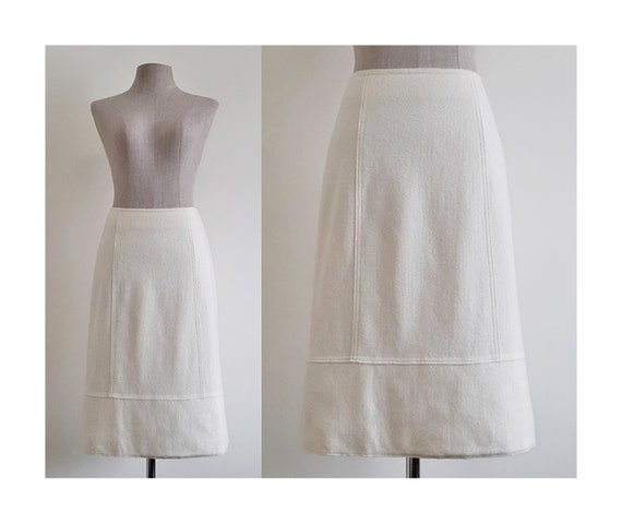 ANNE KLEIN II Cream Wool Skirt Vintage A Line Ski… - image 1