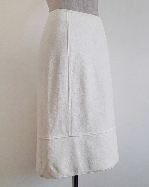 ANNE KLEIN II Cream Wool Skirt Vintage A Line Ski… - image 4