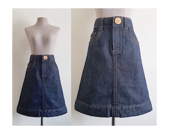 MARC JACOBS Navy Blue Denim Skirt Vintage Jean Skirt Womens A Line Skirt Aline Skirt Cotton Skirt Above The Knee Skirt With Pockets XS Small