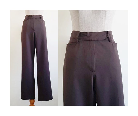 CHRISTIAN AUJARD Brown Mid Rise Pants Vintage Straight Leg Pants