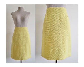 GENNY Yellow Mini Skirt Vintage Wool Skirt Womens Above The Knee Skirt High Waisted Skirt Italian Skirt Designer Skirt Large 30" Waist