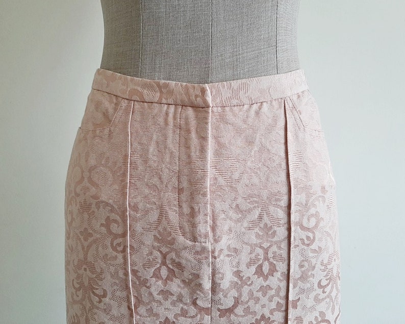 VERSUS Pink Mini Skirt Vintage Short Cotton Skirt Womens Straight Skirt Front Slit Skirt Tight Skirt Fitted Skirt With Pockets XXS 24 Waist image 3