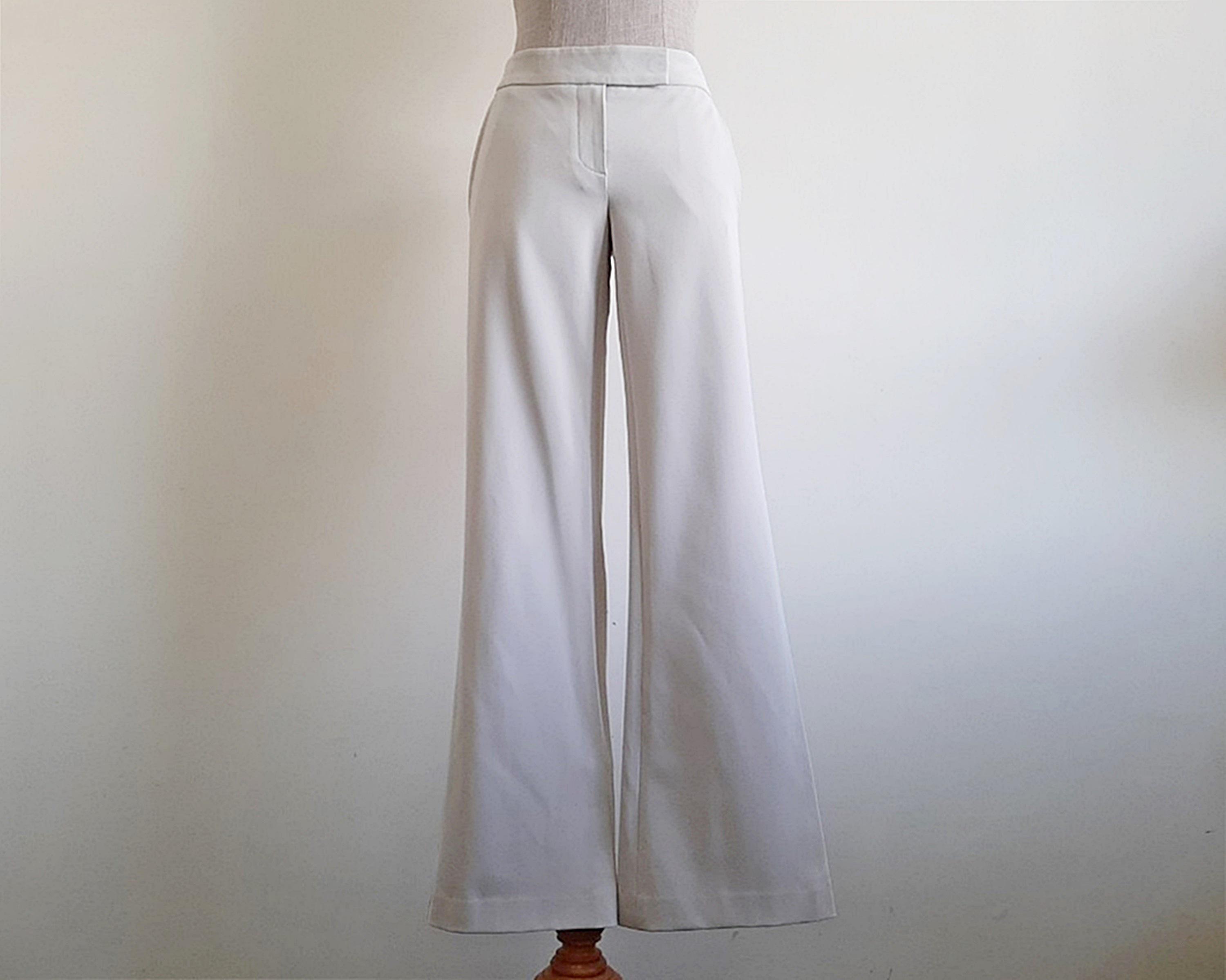 Beige Flare Pants Vintage Bell Bottom Pants Womens Flared Trousers Low Rise Pants Polyester Pants Office Pants Work Pants Business Pants XS Etsy UK