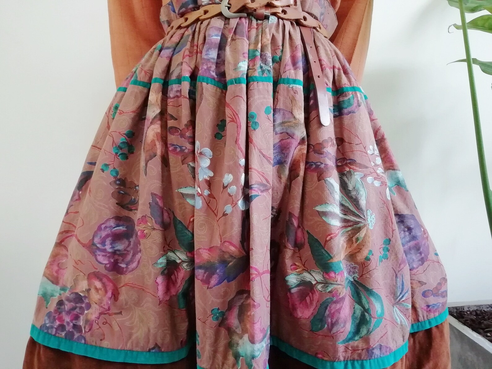 BLUMARINE Vintage Brown Floral Skirt Womens Cotton Skirt Full | Etsy