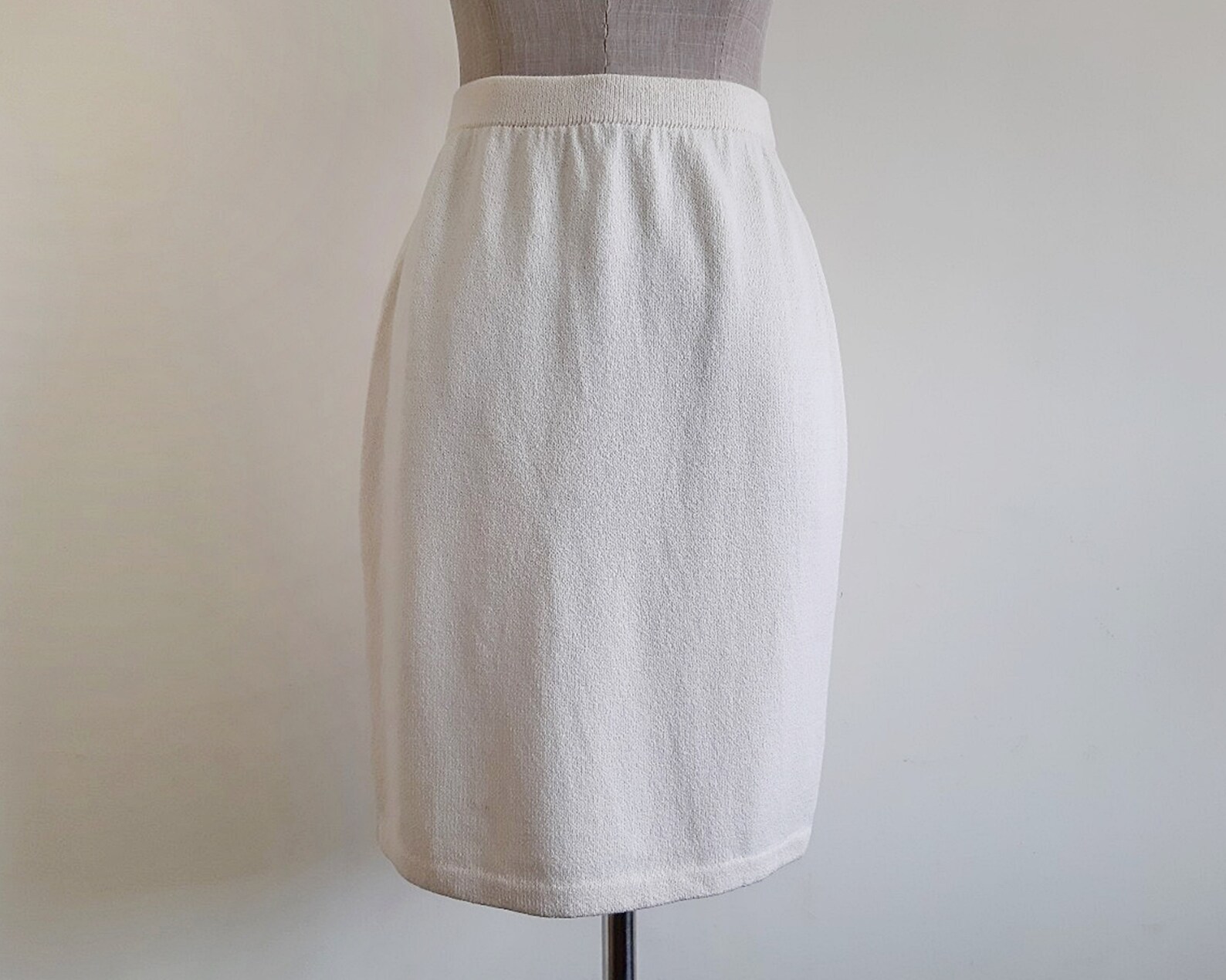 ST. JOHN Cream Knit Skirt Vintage Wool Skirt Womens Elastic Etsy