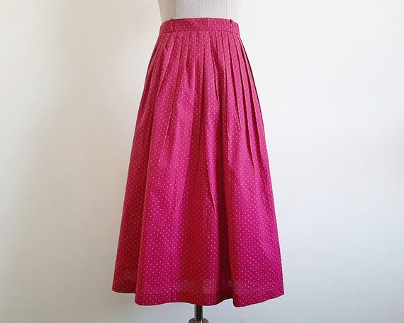 Pink Polka Dot Skirt Vintage Pleated Midi Skirt Womens Cotton Skirt High Waisted Skirt Retro Summer Skirt Casual Spring Skirt XS 24.5 Waist Etsy UK