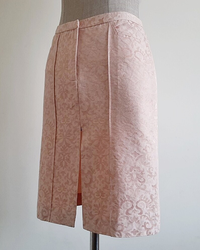 VERSUS Pink Mini Skirt Vintage Short Cotton Skirt Womens Straight Skirt Front Slit Skirt Tight Skirt Fitted Skirt With Pockets XXS 24 Waist image 7