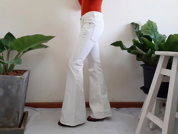 Vintage White Flare Jeans Womens Bell 