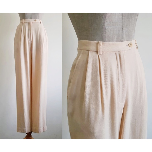 J. CREW Peach Wool Pants Vintage High Waisted Pants Womens Pleated Trousers High Rise Pants Minimalist Pants Fall Pants Small 26" Waist