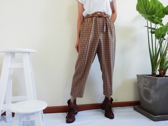 vintage plaid pants womens