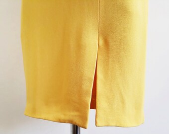 XS Vintage ETRO Yellow Mini Skirt Womens Tube Skirt Viscose