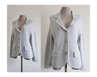 ROBERTA DI CAMERINO Gray Knit Jacket Vintage Acrylic Jacket Womens Three Button Blazer Collared Jacket Designer Jacket Fall Jacket Medium