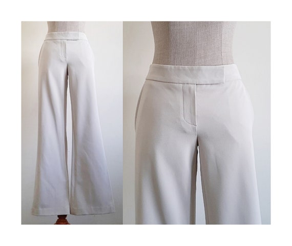 Beige Flare Pants Vintage Bell Bottom Pants Womens Flared Trousers