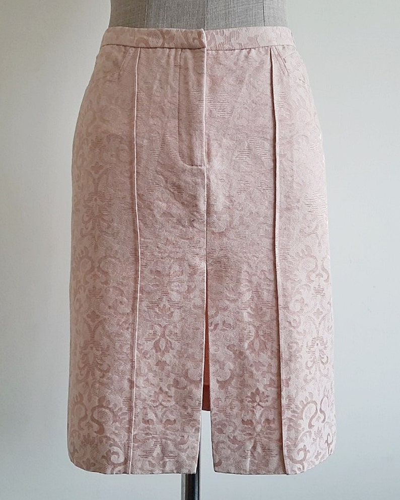 VERSUS Pink Mini Skirt Vintage Short Cotton Skirt Womens Straight Skirt Front Slit Skirt Tight Skirt Fitted Skirt With Pockets XXS 24 Waist image 2
