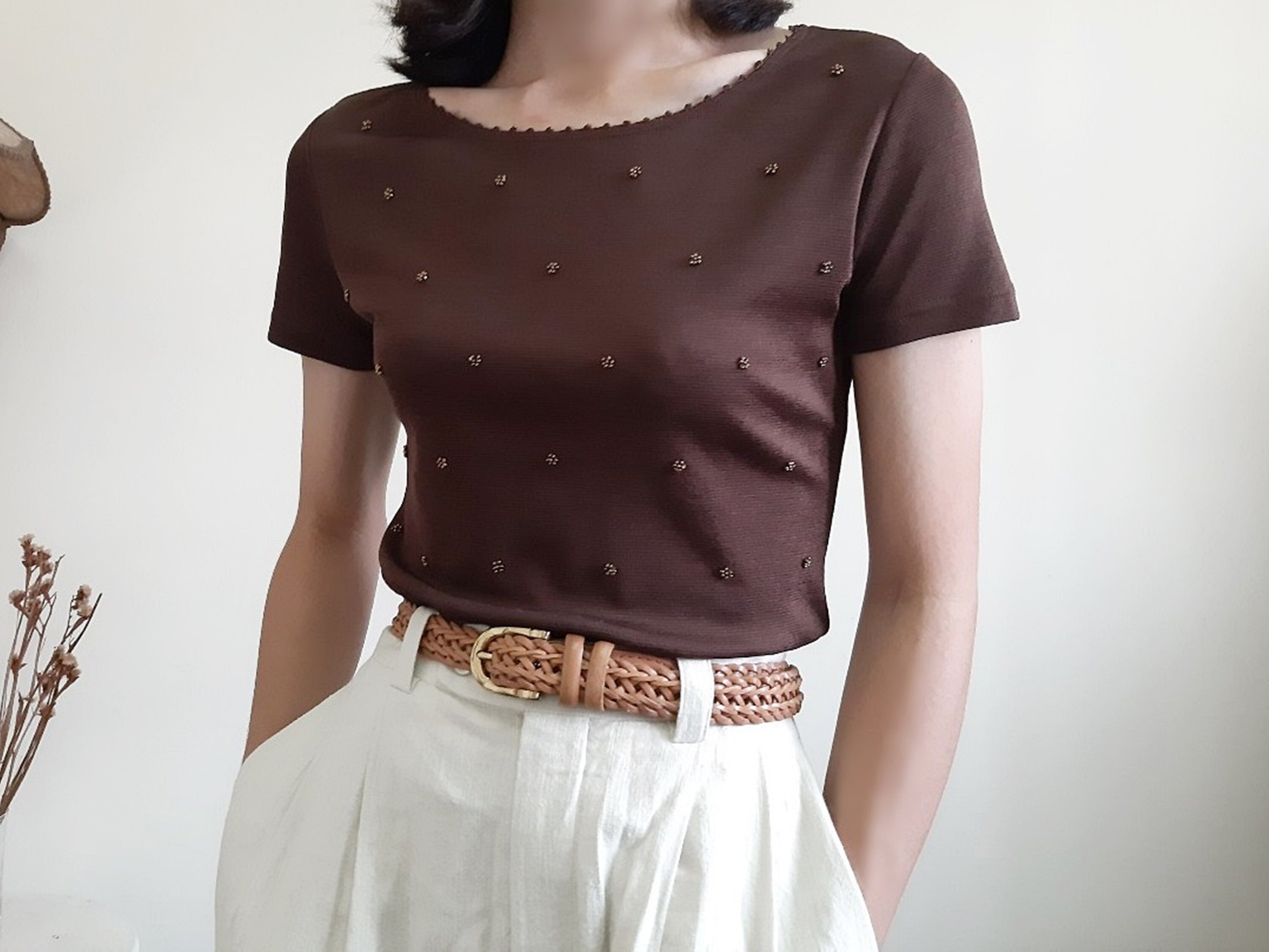 chocolate brown knit top