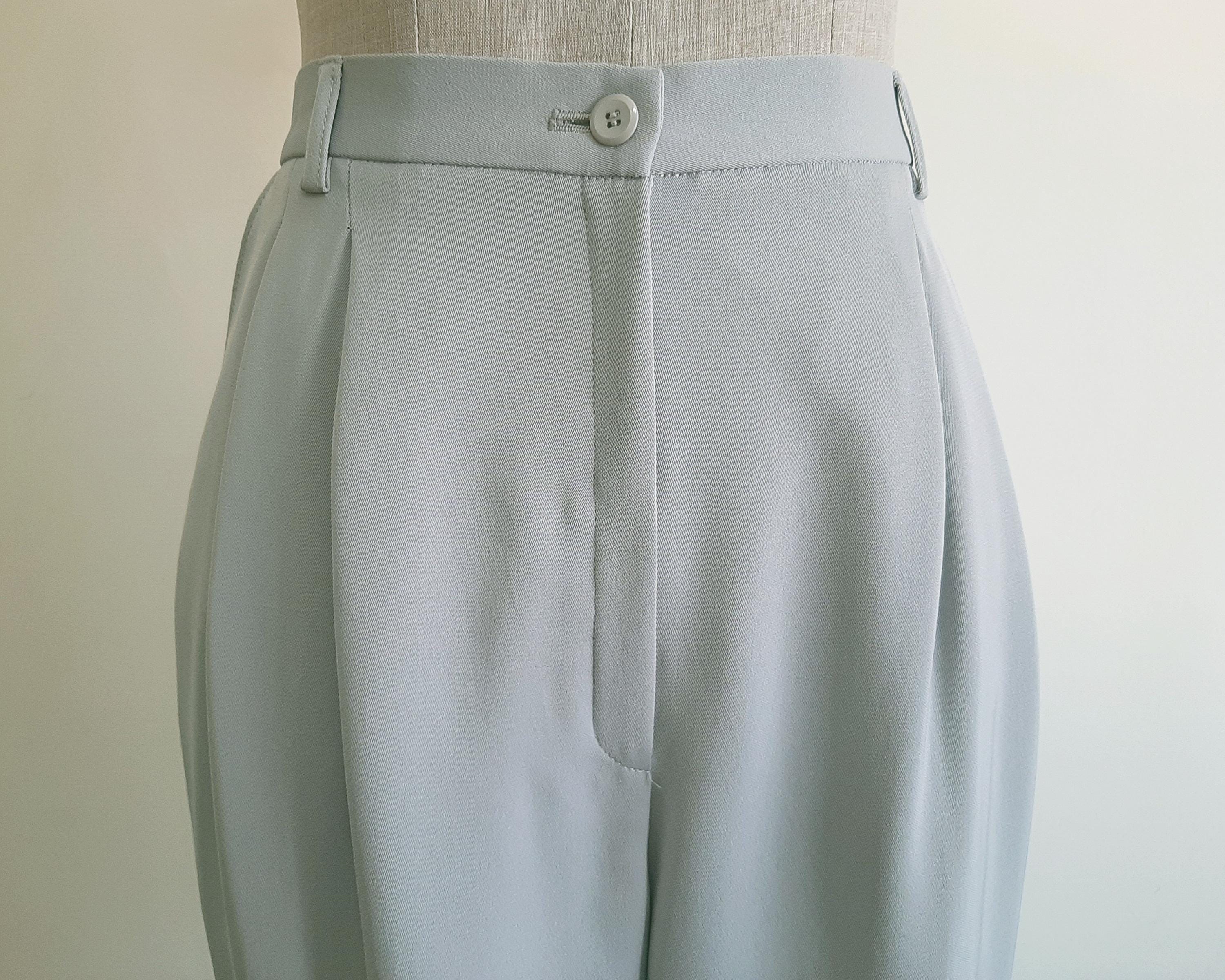 Vintage Gray Pleated Tapered Pants Womens High Waisted Polyester  display picture 1