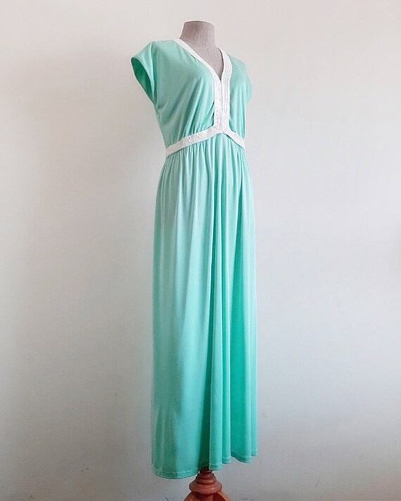 70s EMMA DOMB Green Maxi Dress Vintage Formal Dre… - image 4