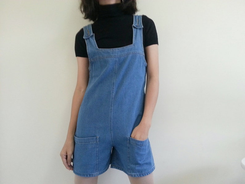 blue jean romper shorts