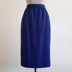 26&quot; Waist Vintage UNGARO Blue Midi Skirt Womens Wool Skirt Straight Skirt High Waisted Skirt Fall Skirt Business Skirt With Pockets Small S