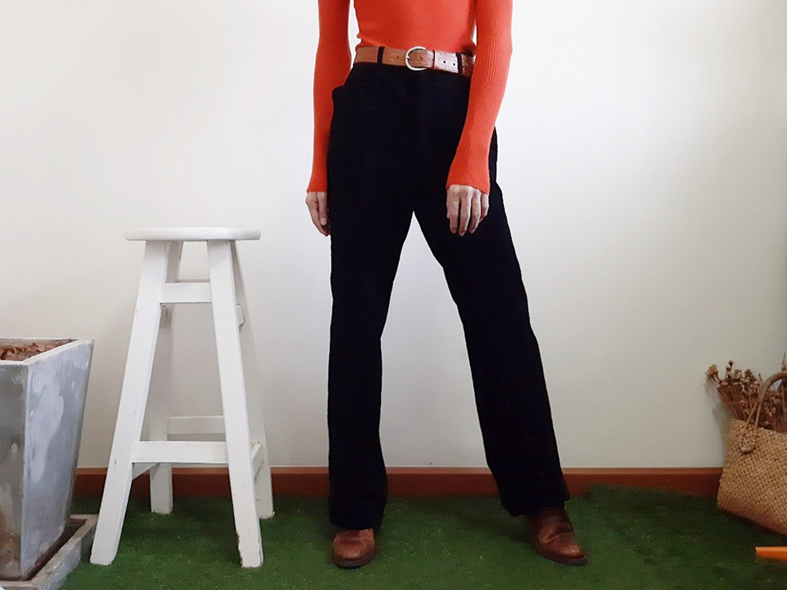 Vintage Black Corduroy Pants Womens High Waisted Pants Etsy