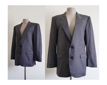 LANVIN Gray Wool Blazer Vintage Notch Collar Blazer Mens Two Button Jacket Designer Blazer Formal Blazer Business Blazer Work Blazer Medium