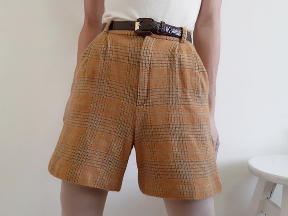 plaid shorts womens high waisted
