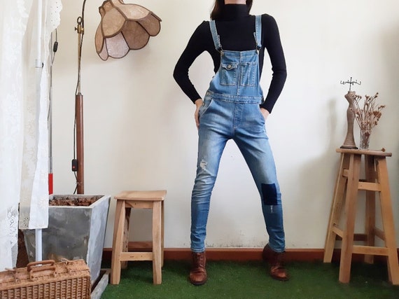 Vintage Blue Denim Overalls Womens 