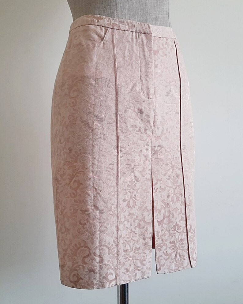 VERSUS Pink Mini Skirt Vintage Short Cotton Skirt Womens Straight Skirt Front Slit Skirt Tight Skirt Fitted Skirt With Pockets XXS 24 Waist image 5