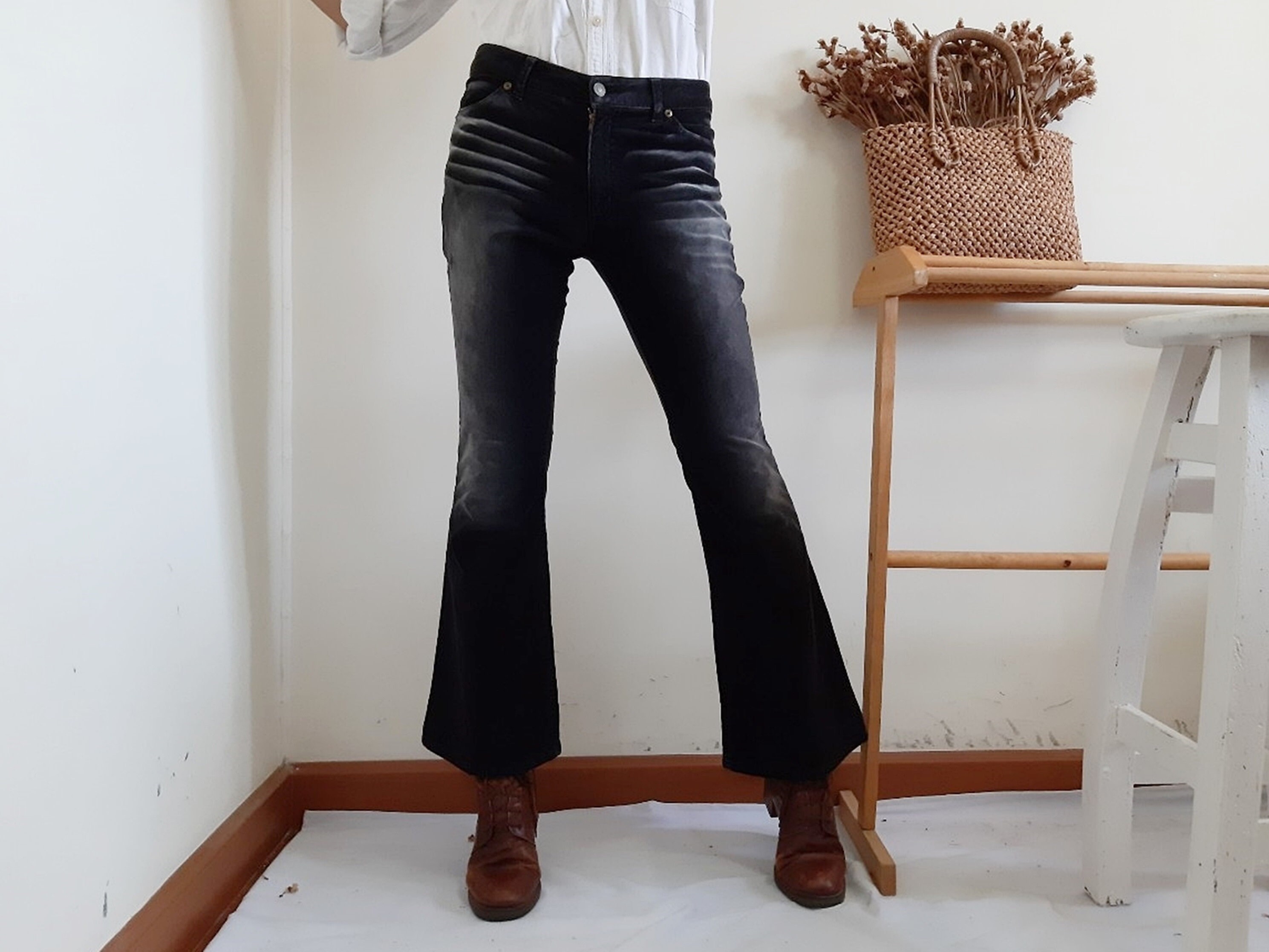 Vintage Black Corduroy Pants Womens Flare Pants Cotton Pants Etsy
