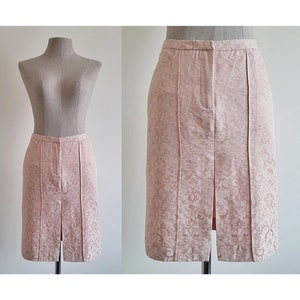 VERSUS Pink Mini Skirt Vintage Short Cotton Skirt Womens Straight Skirt Front Slit Skirt Tight Skirt Fitted Skirt With Pockets XXS 24 Waist image 1