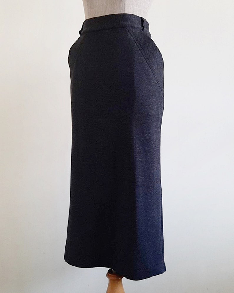 BYBLOS Black Midi Skirt Vintage Wool Skirt Womens Acrylic Skirt High Waisted Skirt Italian Skirt Winter Skirt With Pockets Medium 28 Waist image 6