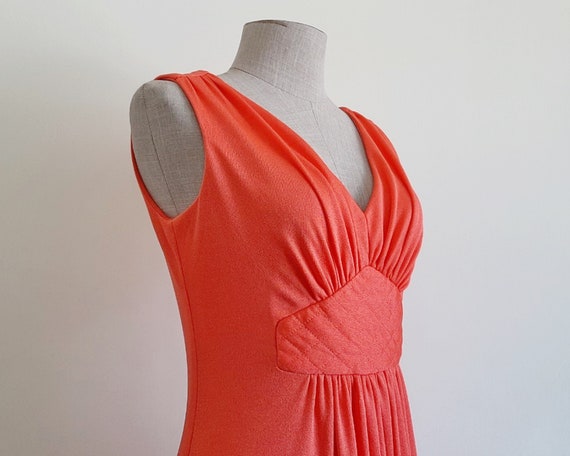 70s Orange Maxi Dress Vintage Prom Dress Womens F… - image 5