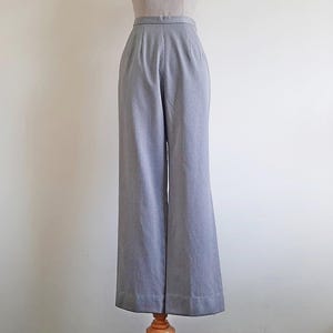 Calças de lã cinza vintage CARVEN de 27&quot; com cintura alta, calças femininas, pernas retas, calças de cintura alta, calças de grife, calças de escritório, tamanho P