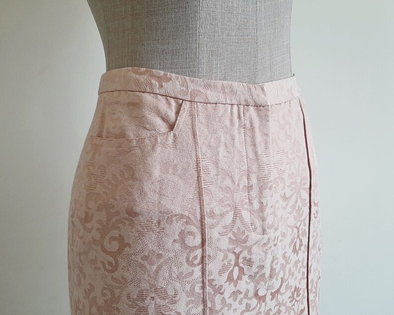 VERSUS Pink Mini Skirt Vintage Short Cotton Skirt Womens Straight Skirt Front Slit Skirt Tight Skirt Fitted Skirt With Pockets XXS 24 Waist image 6