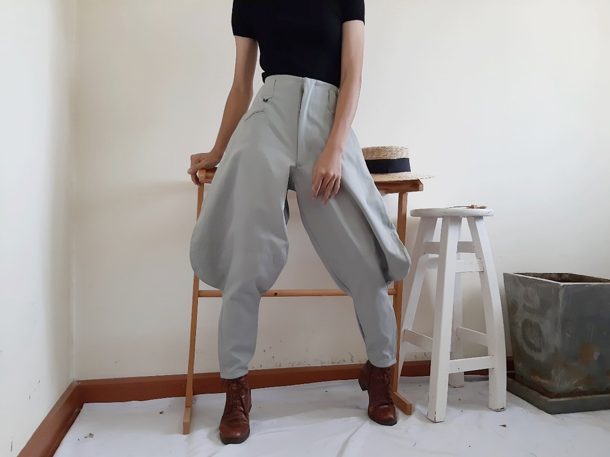 Vintage Green Riding Pants Womens High Waisted Pants Etsy