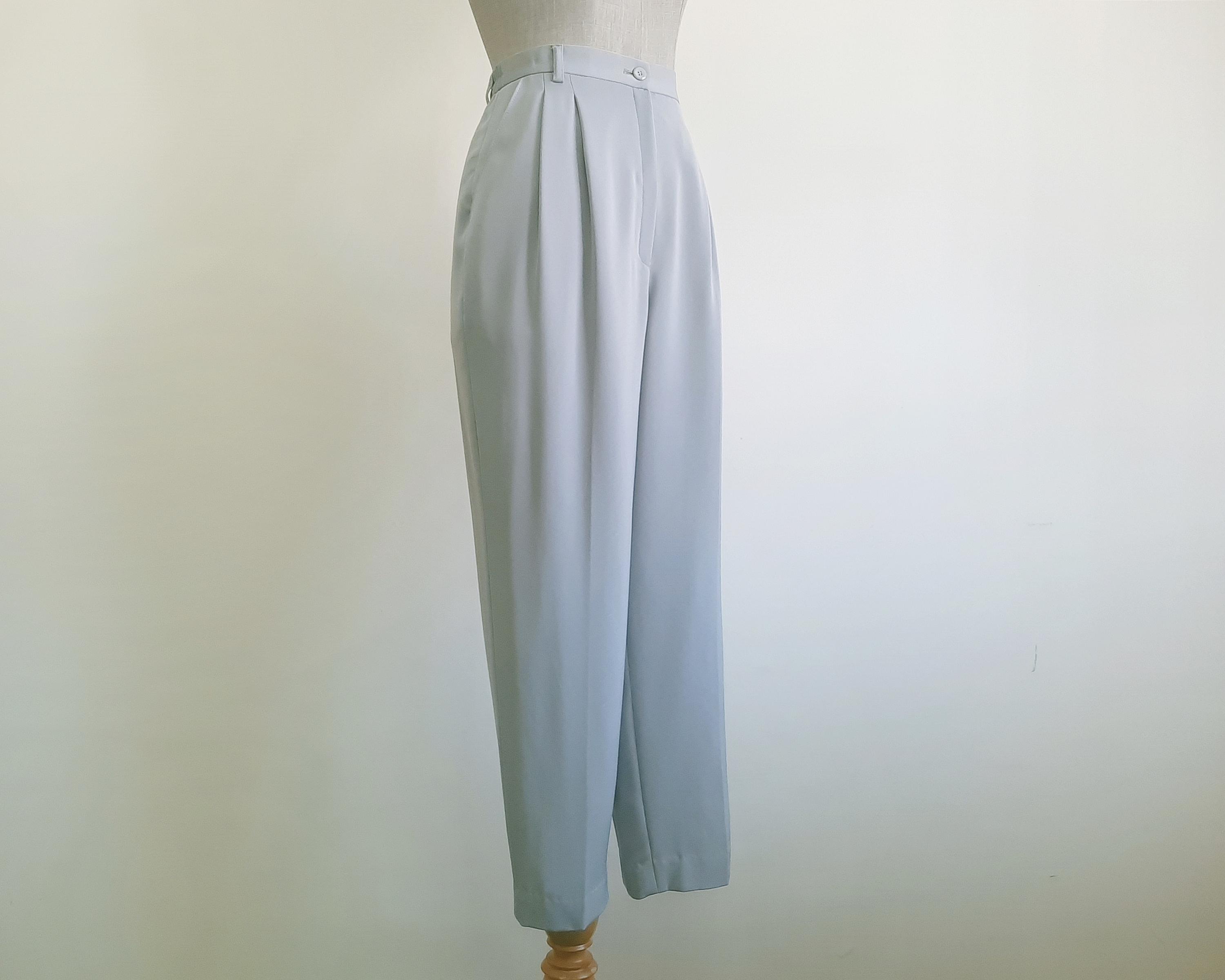 Vintage Gray Pleated Tapered Pants Womens High Waisted Polyester  display picture 1