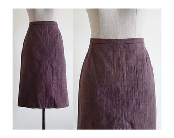 CHRISTIAN LACROIX Brown Cotton Skirt Vintage Knee Length Skirt Womens Straight Skirt High Waisted Skirt French Skirt Medium 28" Waist