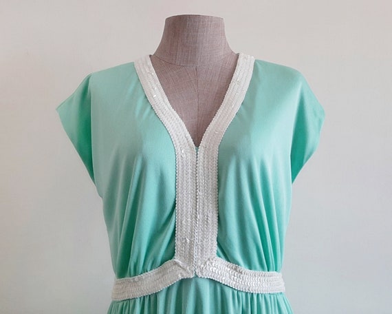 70s EMMA DOMB Green Maxi Dress Vintage Formal Dre… - image 3