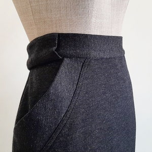 BYBLOS Black Midi Skirt Vintage Wool Skirt Womens Acrylic Skirt High Waisted Skirt Italian Skirt Winter Skirt With Pockets Medium 28 Waist image 5
