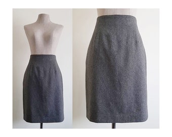 RALPH LAUREN Gray Wool Skirt Vintage Straight Skirt Womens Above The Knee Skirt High Waisted Skirt Fall Skirt Winter Skirt Small 26" Waist