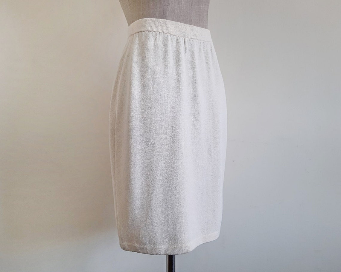 ST. JOHN Cream Knit Skirt Vintage Wool Skirt Womens Elastic - Etsy