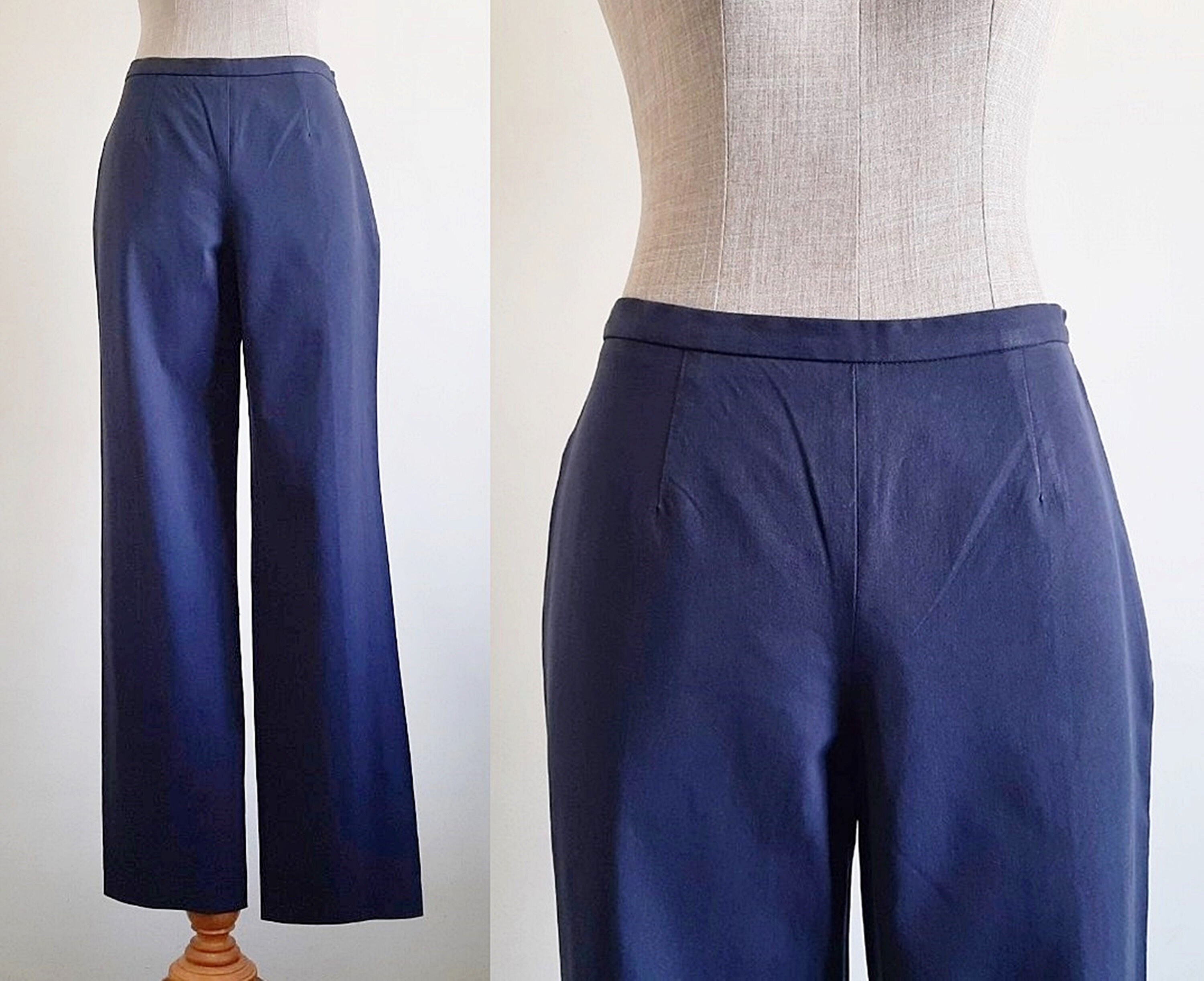 LES COPAINS Navy Blue Pants Vintage Cotton Pants Womens - Etsy