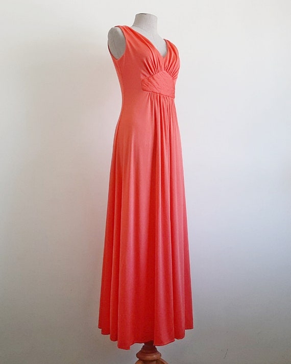 70s Orange Maxi Dress Vintage Prom Dress Womens F… - image 4