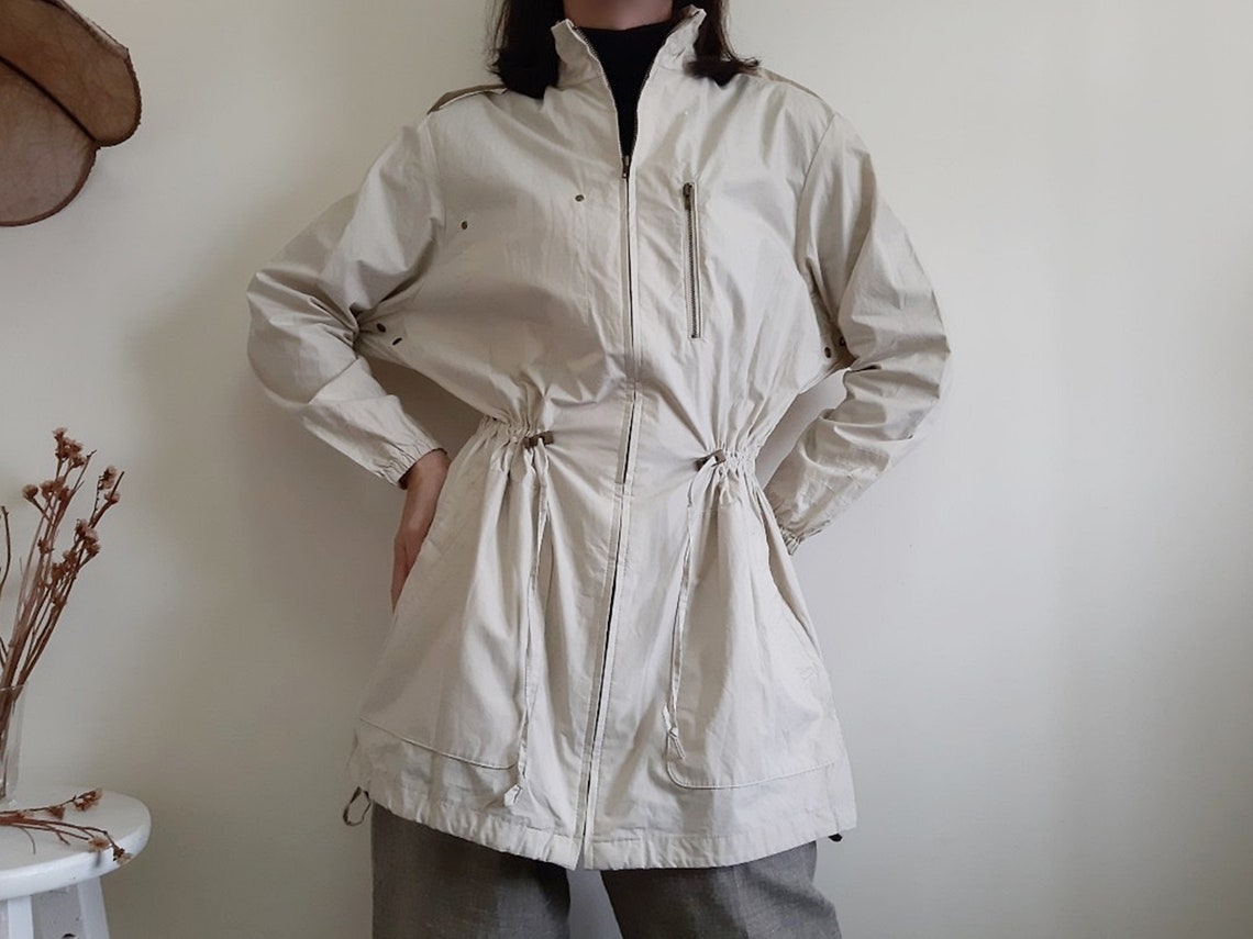 DKNY Vintage Beige Cotton Jacket Womens Long Jacket Retro Etsy