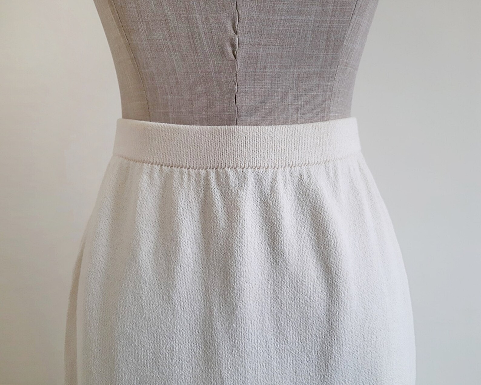 ST. JOHN Cream Knit Skirt Vintage Wool Skirt Womens Elastic Etsy