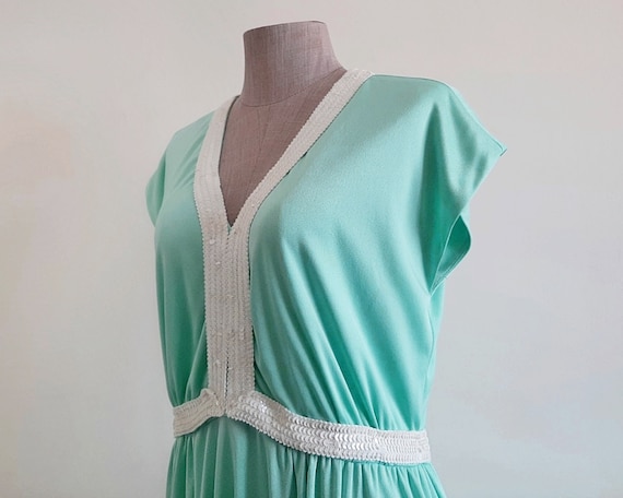 70s EMMA DOMB Green Maxi Dress Vintage Formal Dre… - image 7