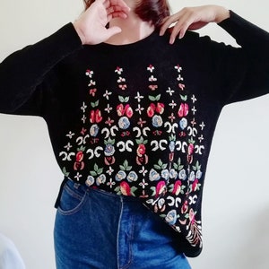 Casual Corner Vintage Sweater Knit Crochet Floral 1980/'s Women/'s Extra Large XL Rustic Retro Country