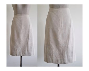 SONIA RYKIEL Beige Cotton Skirt Vintage Straight Skirt Womens Above The Knee Skirt French Skirt Office Skirt Secretary Skirt Large 30" Waist